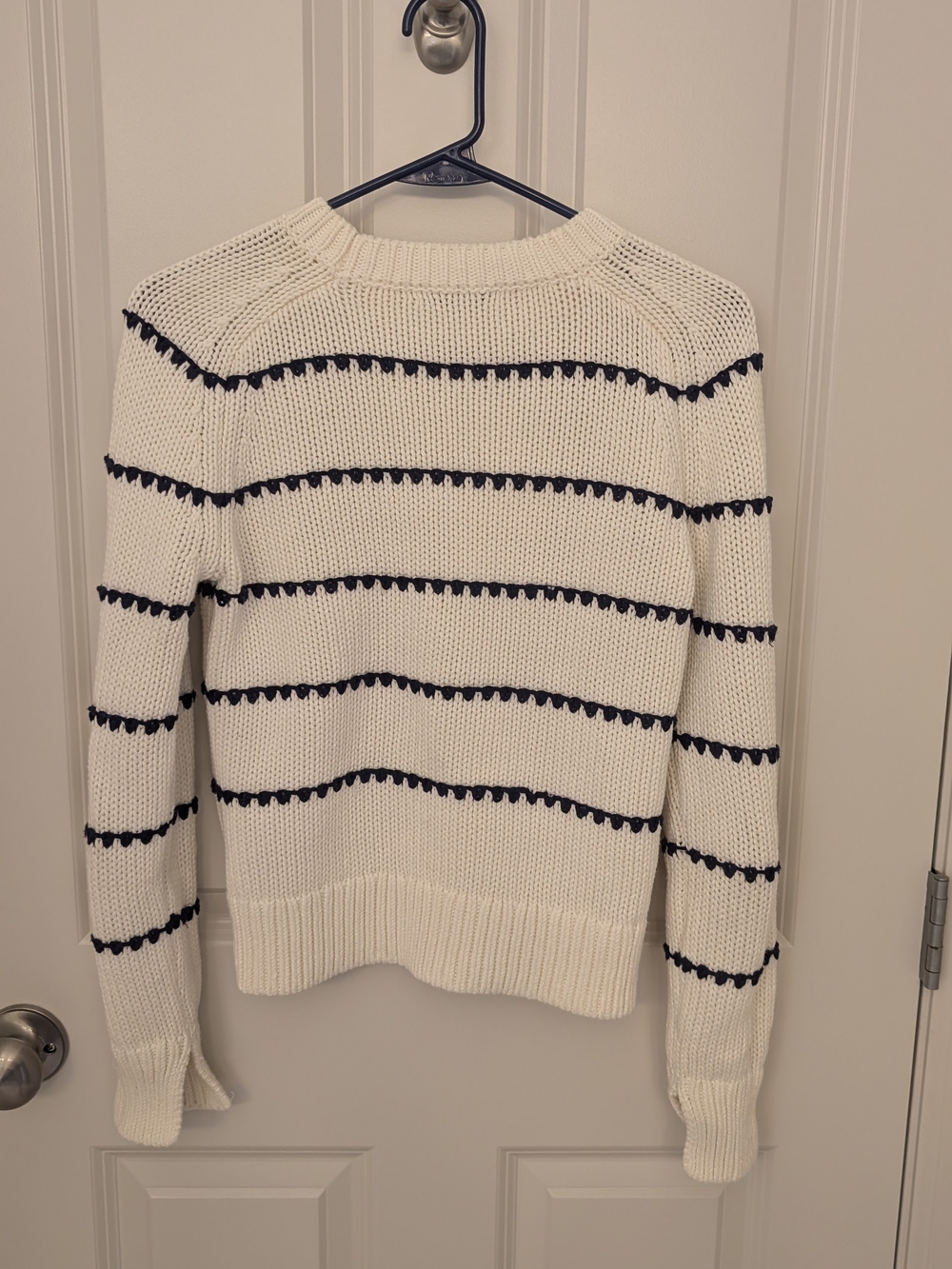 Madewell Organic Cotton- Cream Sweater with Black Stripe Detailing